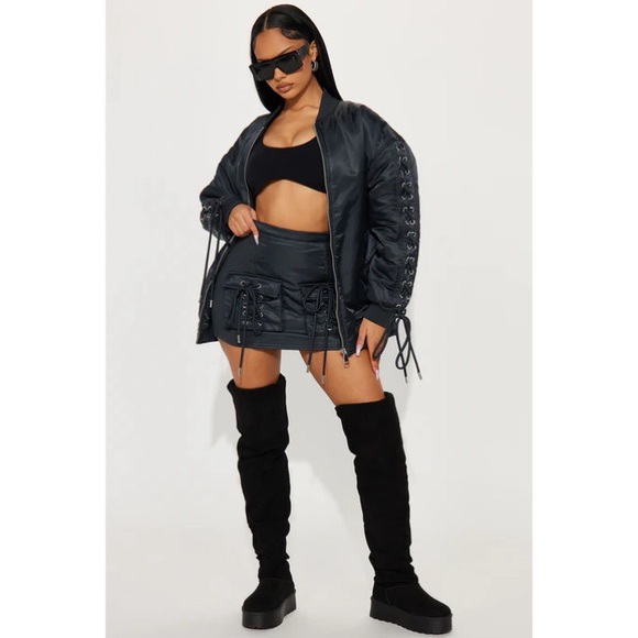 Fashion Nova Dresses & Skirts - Roxxy Puffer Skirt Set - Charcoal NWT